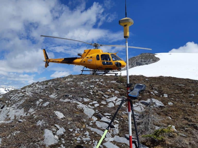 Helicopter with survey equipment